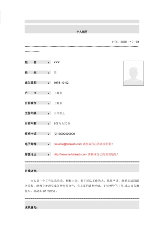 快速消费品销售代表简历模板