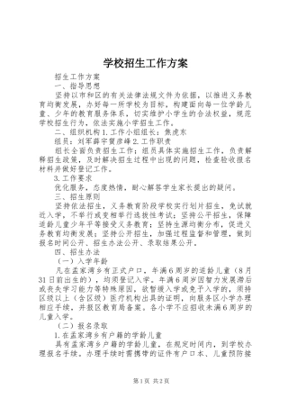 学校招生工作实施方案 