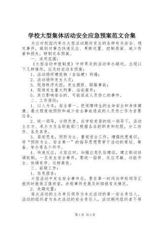 学校大型集体活动安全应急处置预案范文合集 