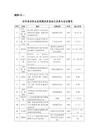 近年来本科生在校期间发表论文及参与会议情况