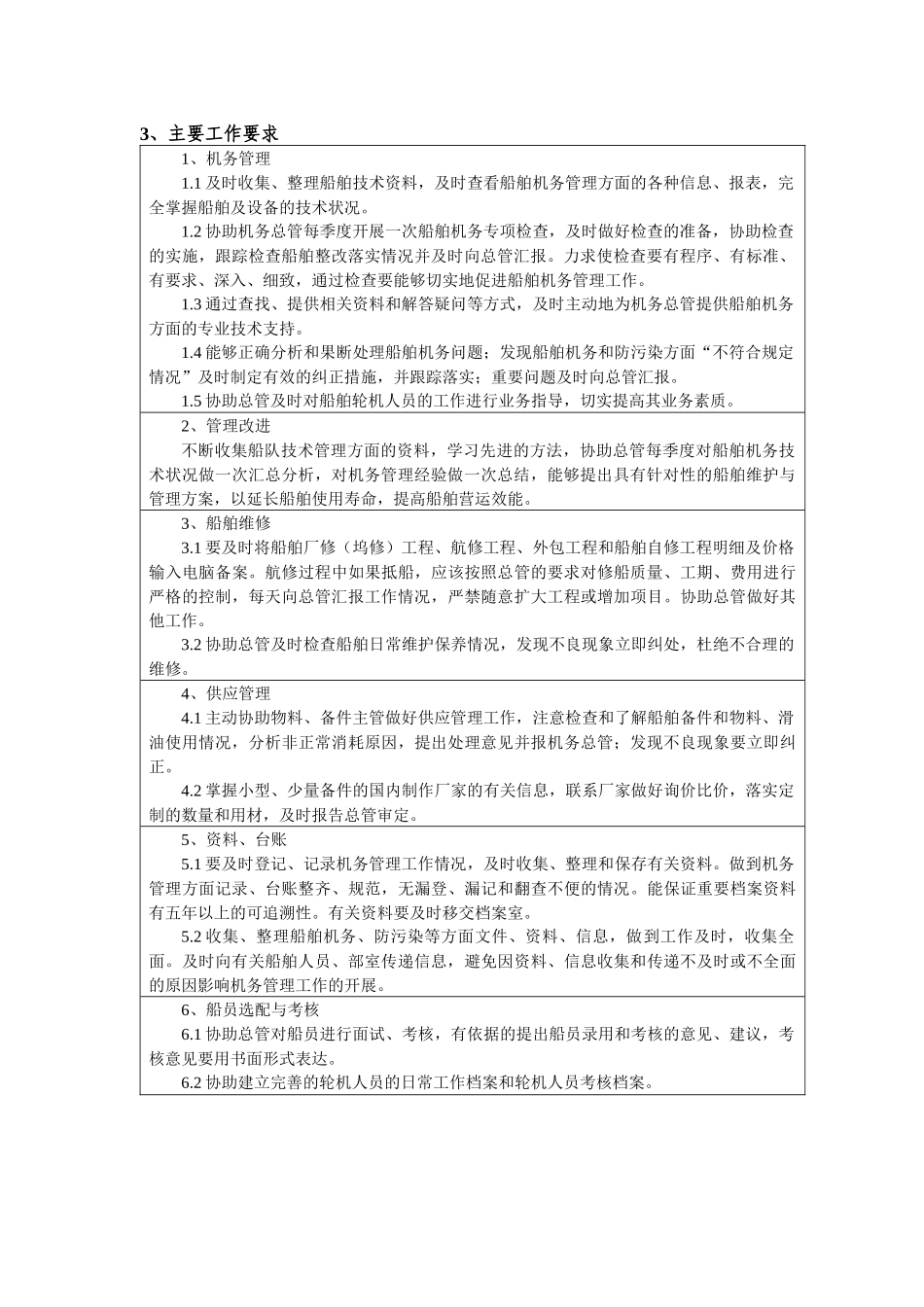 船管部机务主管岗位任务说明书_第2页