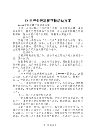 XX年产业链对接帮扶活动实施方案 