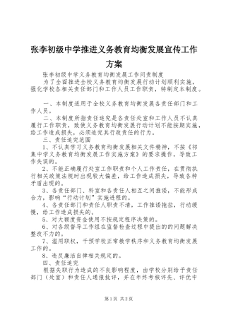 张李初级中学推进义务教育均衡发展宣传工作实施方案 