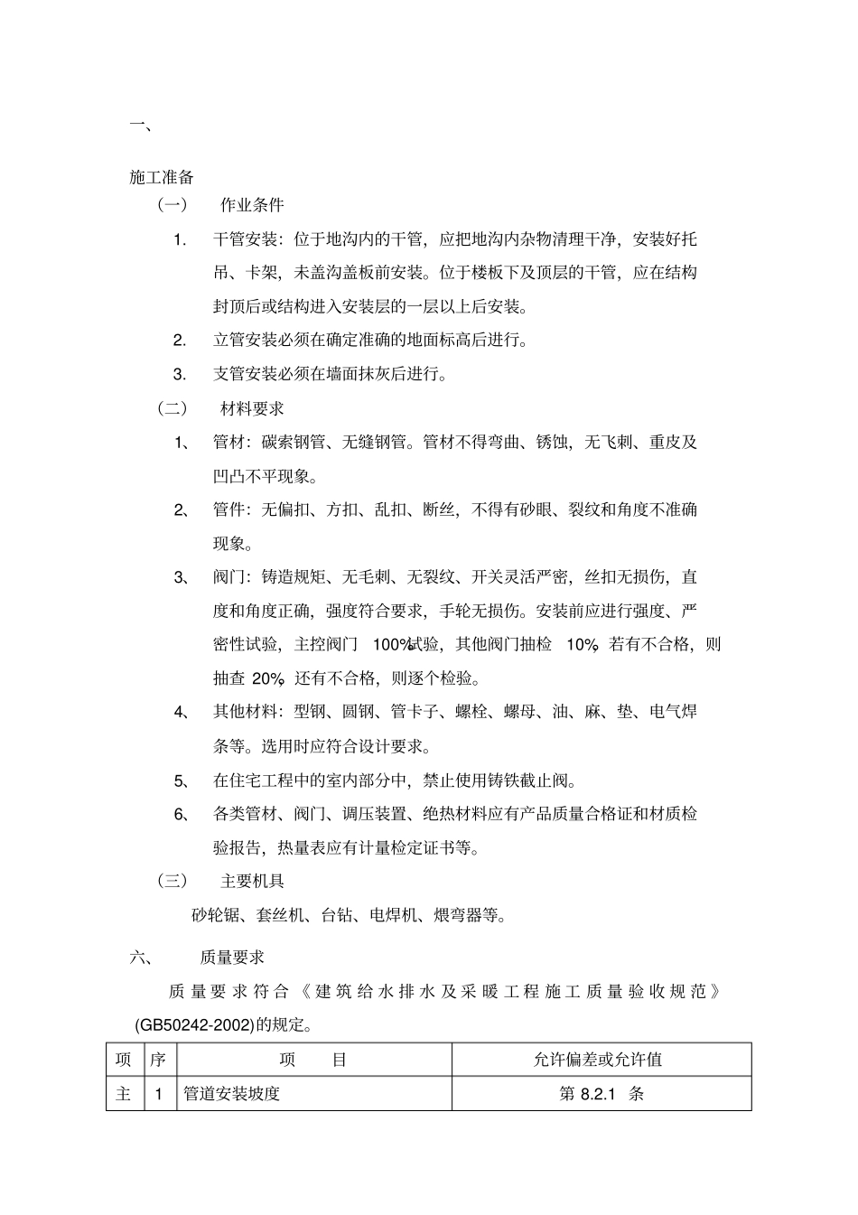 室内采暖管道安装方案_第1页