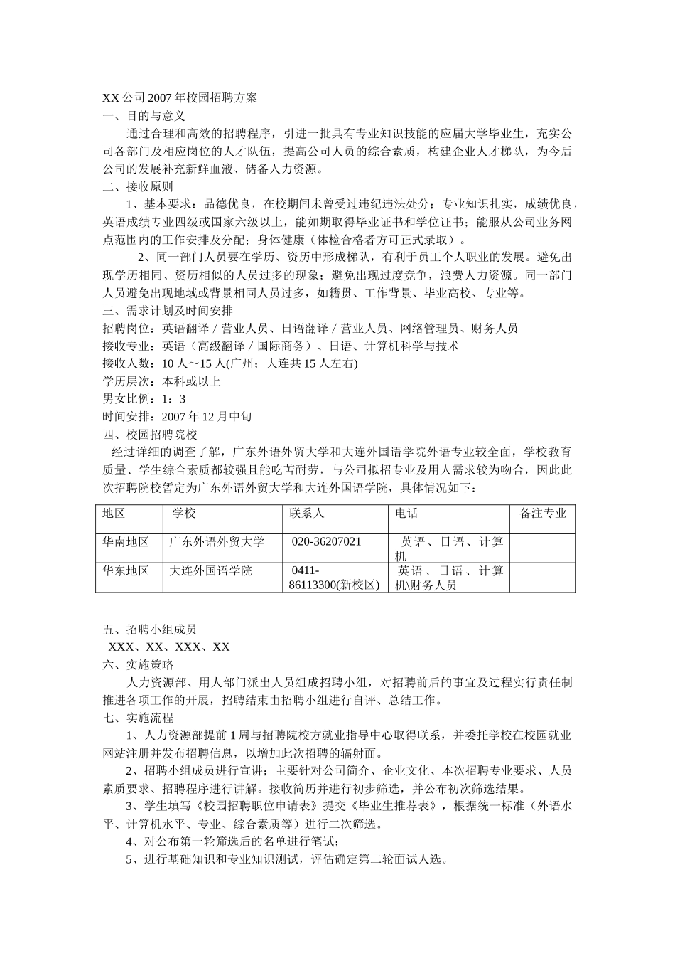 某公司《校园招聘方案》计划_第1页
