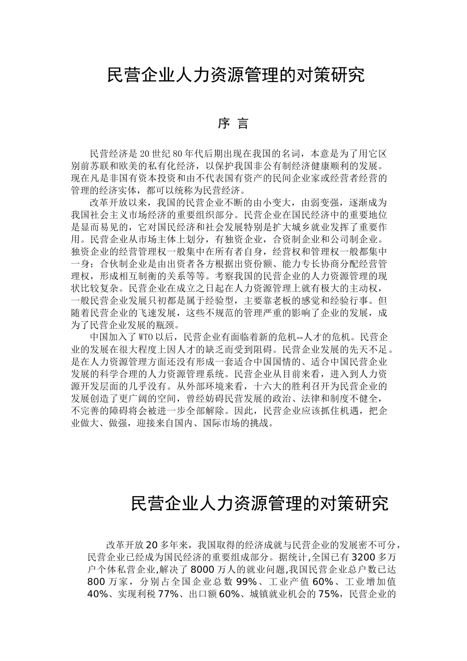 民企人力资源管理的对策研究_第1页