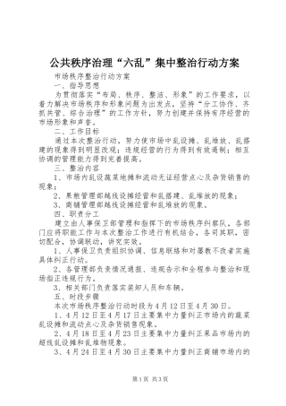 公共秩序治理“六乱”集中整治行动实施方案 