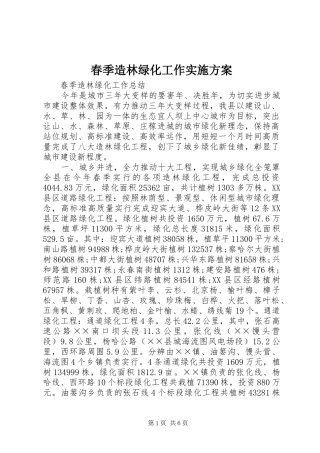 春季造林绿化工作方案 