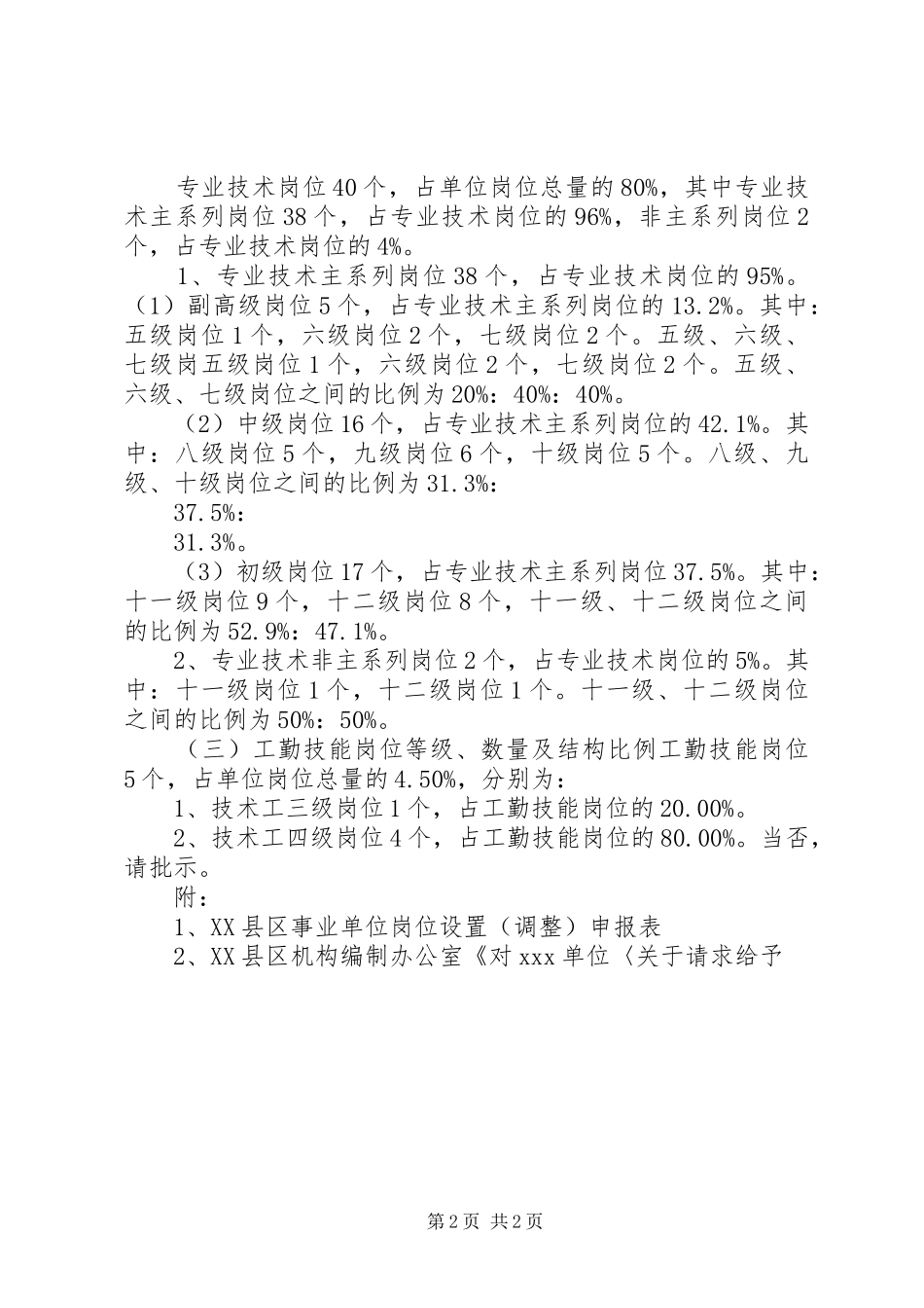 XX市XX县区济东中学关于岗位设置实施方案的请示 _第2页