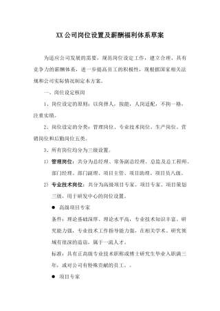 XX公司岗位设置及薪酬福利体系草案(17)