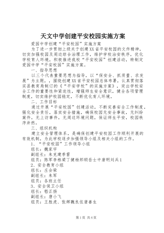天文中学创建平安校园方案 