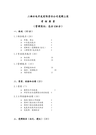 二滩水电开发有限责任公司竞聘上岗考核要素new