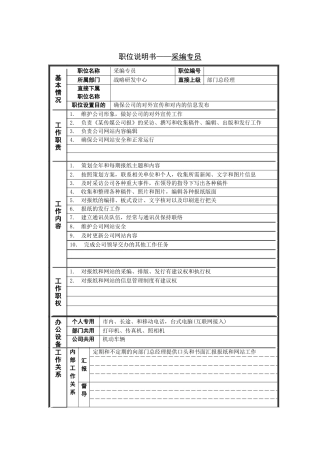 采编专员岗位说明书