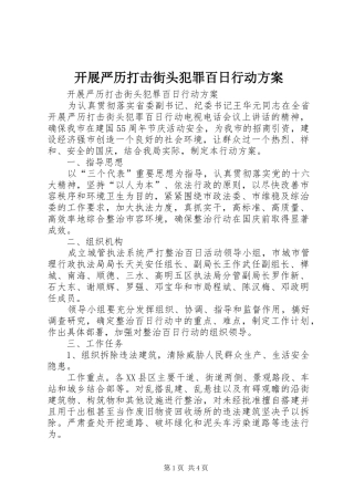 开展严历打击街头犯罪百日行动实施方案 