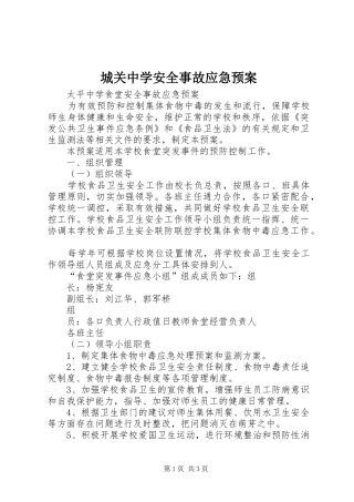 城关中学安全事故应急处理预案 