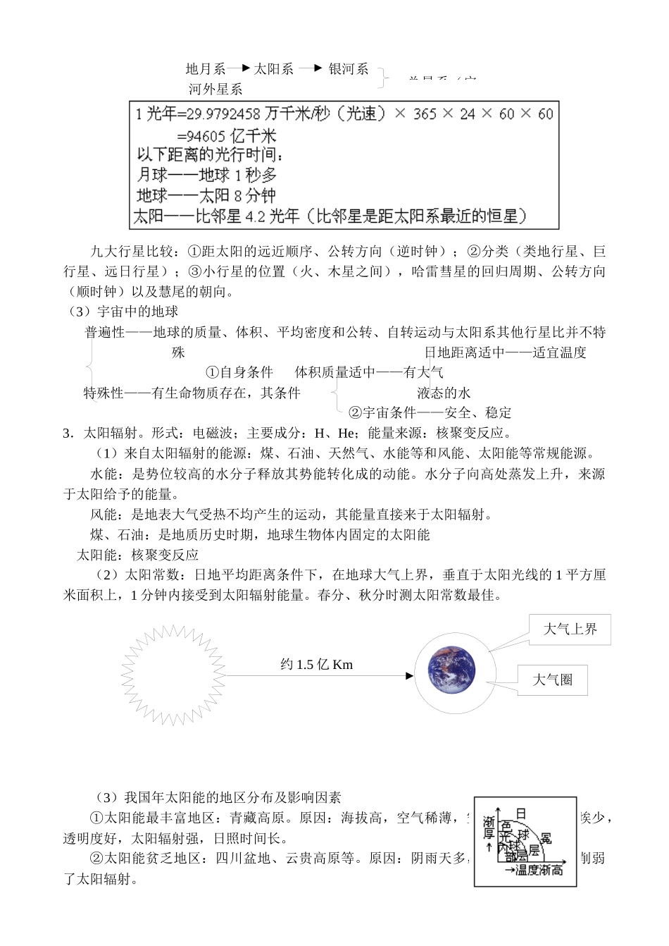 地理教案教学设计第3讲地球的宇宙环境（一）_第2页