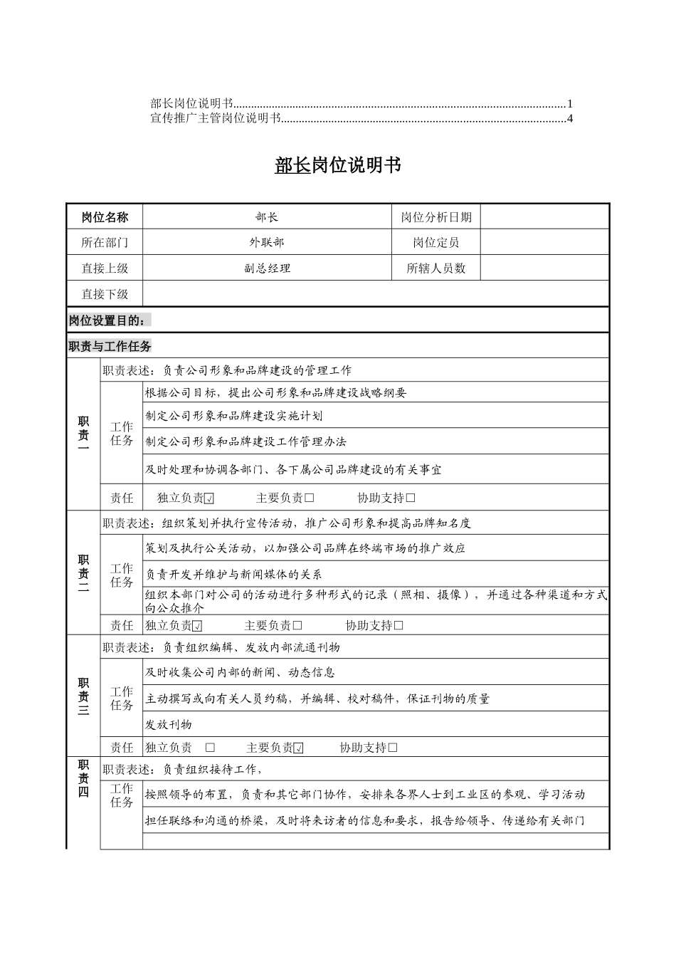 部长岗位说明书_第1页