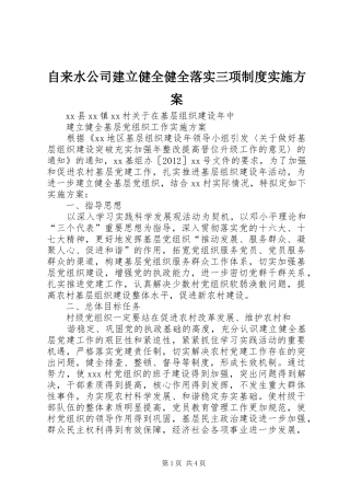 自来水公司建立健全健全落实三项制度方案 