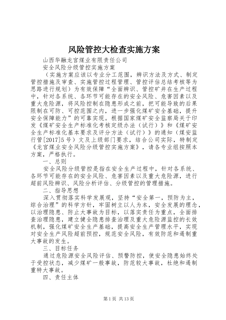 风险管控大检查方案 _第1页