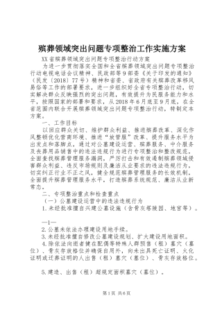 殡葬领域突出问题专项整治工作方案 
