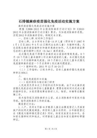 石排镇麻疹疫苗强化免疫活动方案 