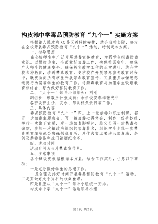 构皮滩中学毒品预防教育“九个一”方案 