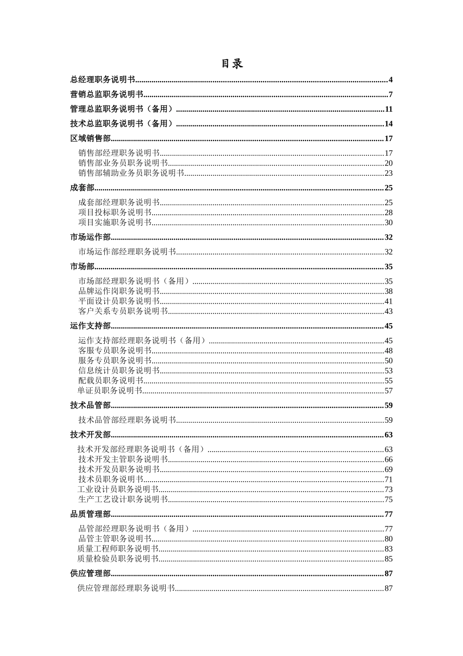 ××有限公司58个岗位职务说明书_第2页