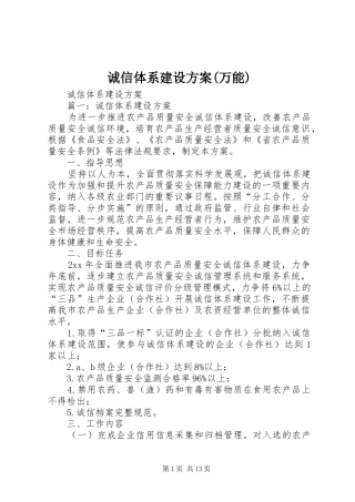 诚信体系建设实施方案(万能) 