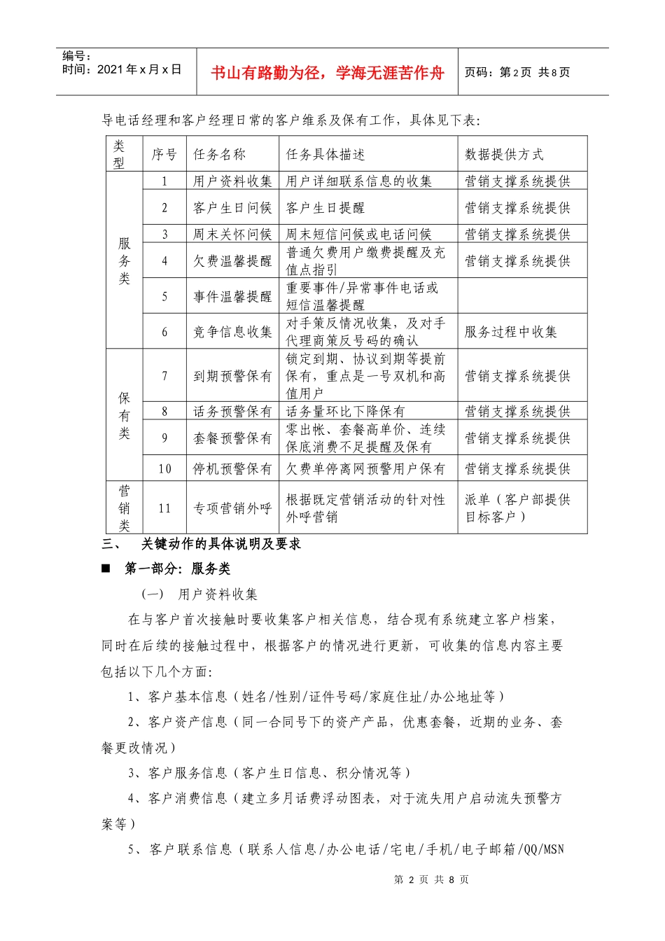 电话经理工作细则_第2页