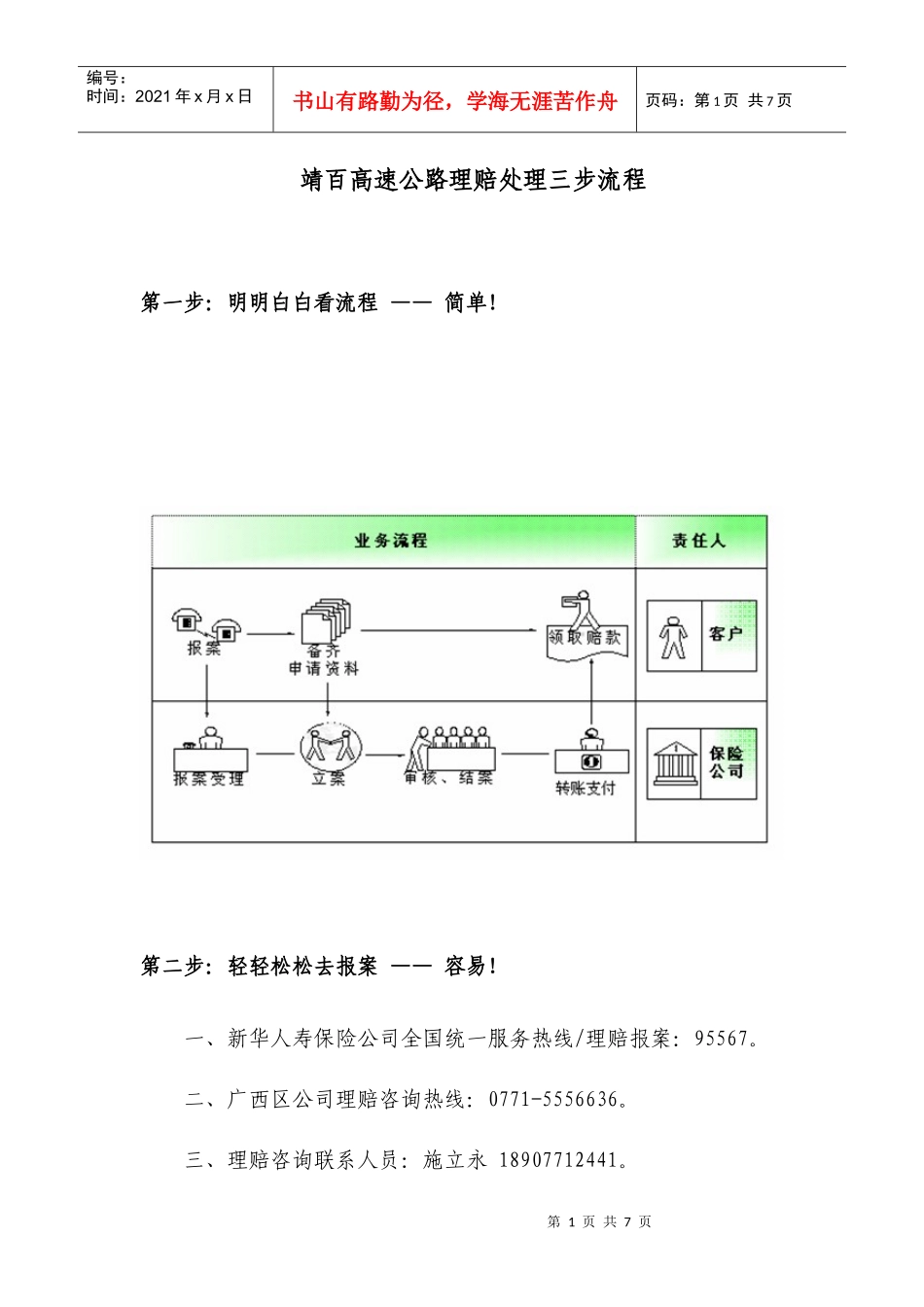 百靖高速公路理赔处理流程1_第1页