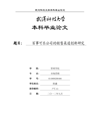 百事可乐公司的销售渠道创新研究