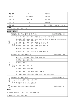 明达集团行政人事部保安职务说明书