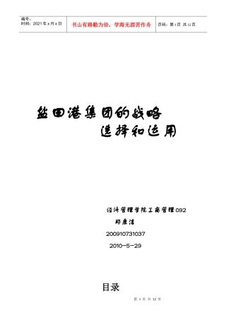 盐田港集团的战略选择及运用