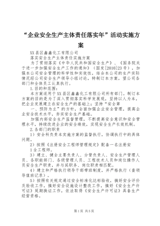 “企业安全生产主体责任落实年”活动方案 