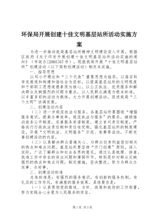 环保局开展创建十佳文明基层站所活动方案 