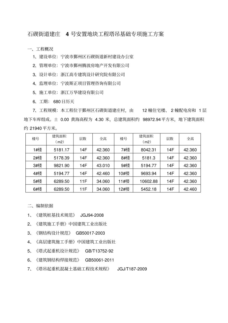 塔吊钢平台基础专项施工方案_第1页