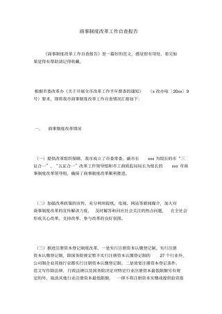 商事制度改革工作自查报告