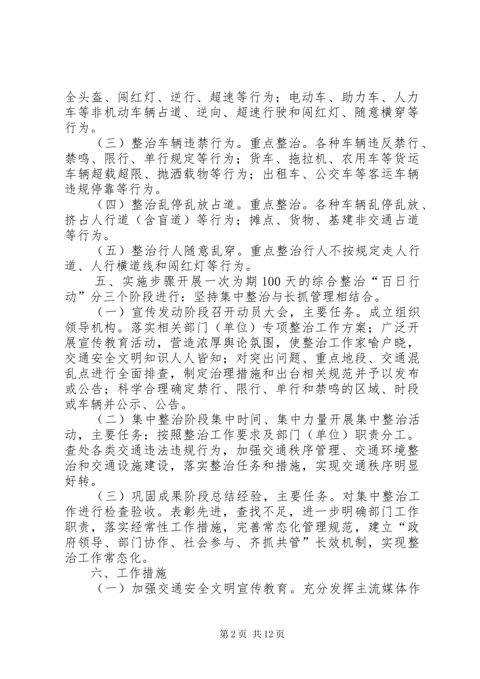 道路交通秩序严管整顿工作实施方案 _第2页