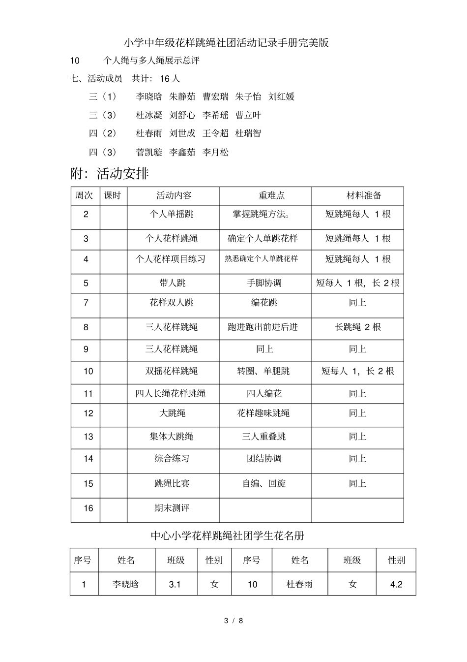 小学中年级花样跳绳社团活动记录手册完美版_第3页