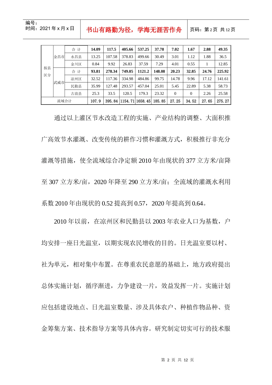 石羊河流域重点治理规划（八-2）-8重点治理措施_第2页