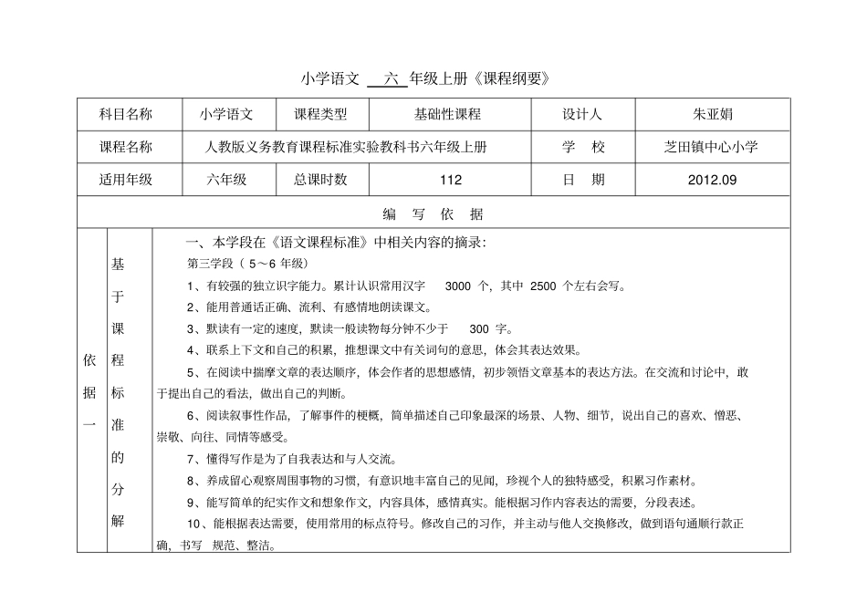 人教版六年级语文课程纲要_第1页