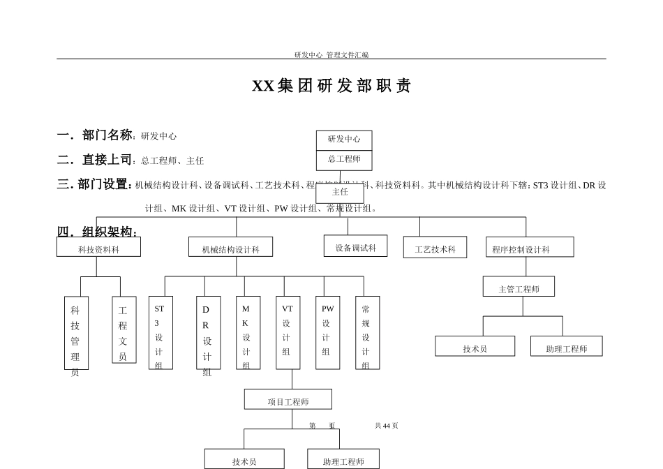 研发部岗位职责说明表(DOC44页)_第1页