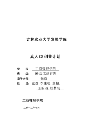 真人CS创业计划