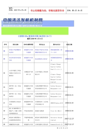 目前有36个项目共获得57笔CERs签发-中国清洁发展机