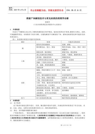 病猪尸体解剖技术与常见疾病诊断