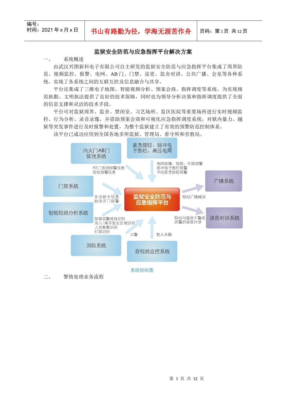 监狱安全防范与应急指挥平台解决方案_第1页