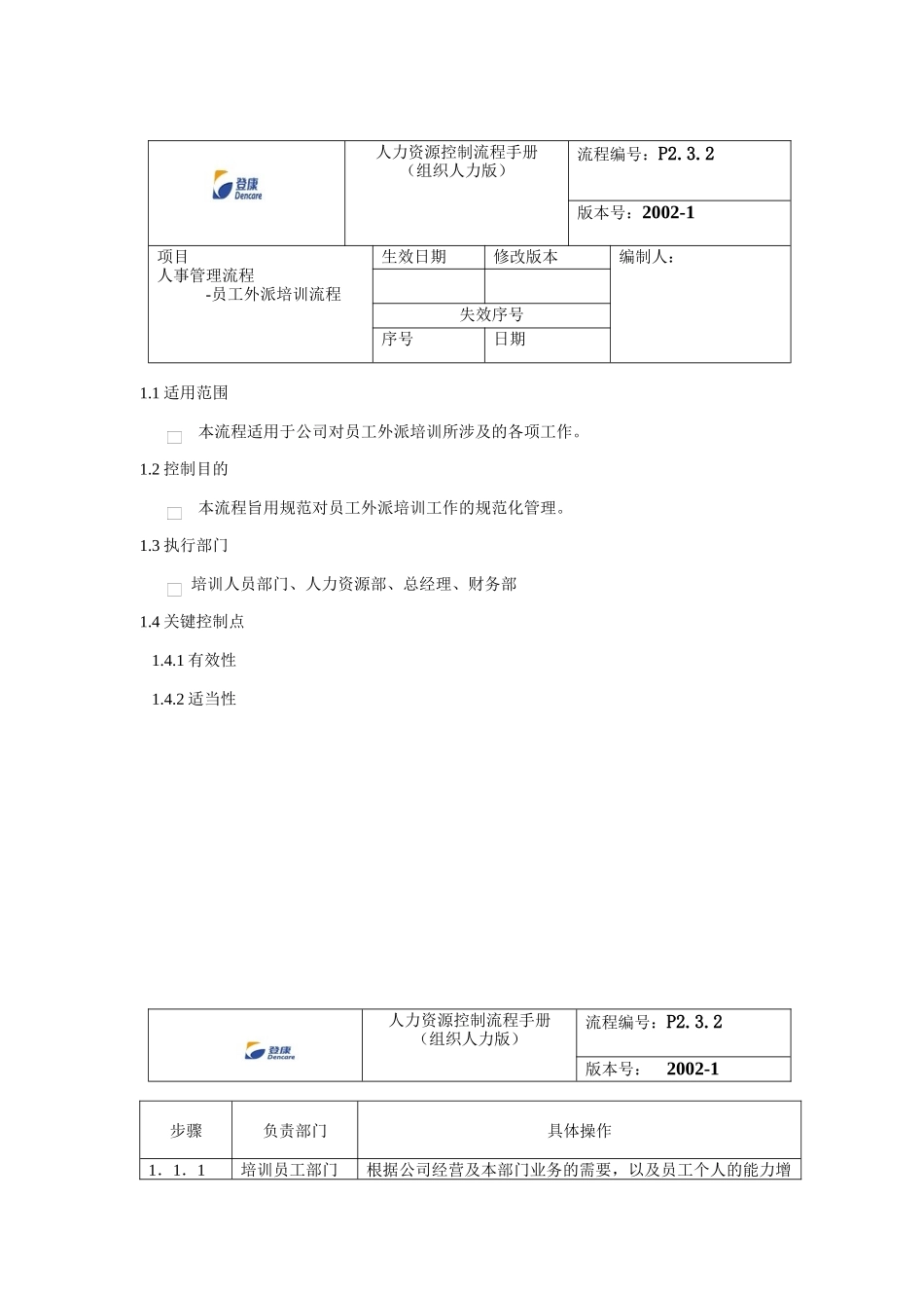 登康口腔护理用品股份有限公司员工外派培训流程_第1页