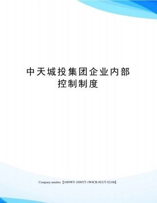 中天城投集团企业内部控制制度