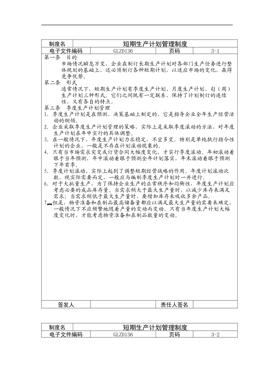 短期生产计划管理制度_第1页