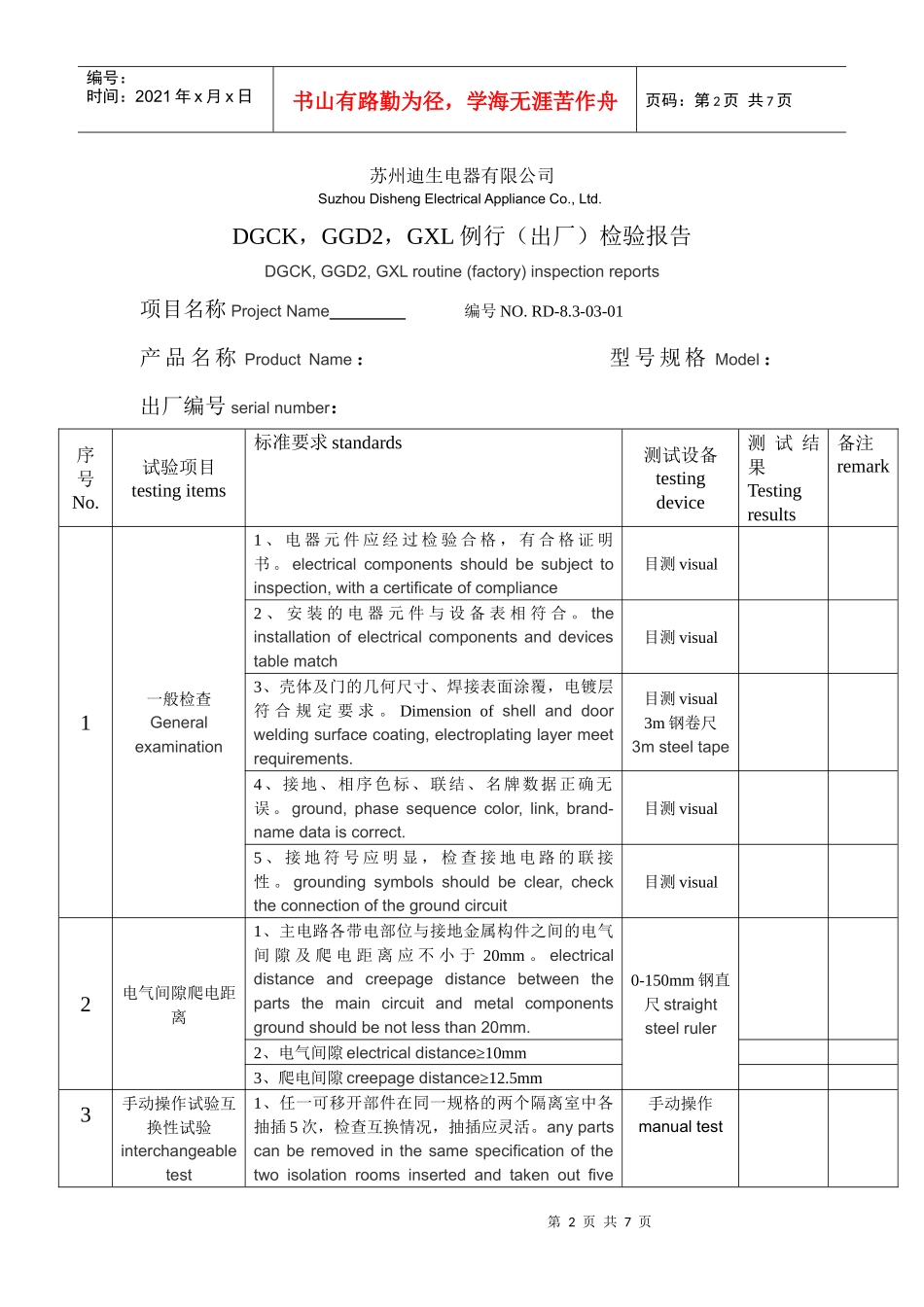电器产品产品合格证中英对照_第2页